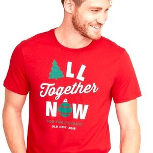 Old Navy Red Holiday Graphic Tee Size Large